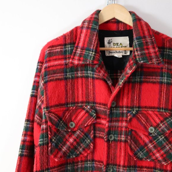 ❌SOLD❌vintage 60s 70s red plaid wool shirt jacket - Picture 3 of 7